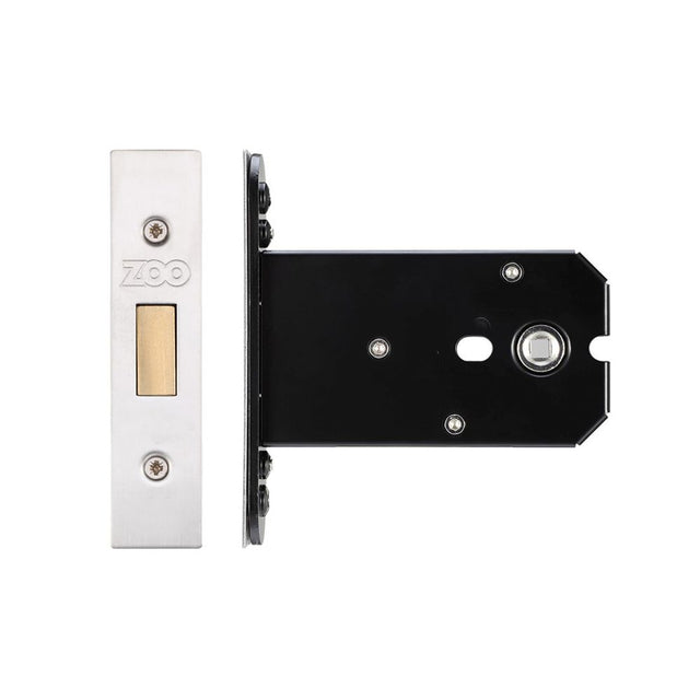 High quality image of the Zoo Hardware - Flat Dead lock - 102mm C/W Forend and Strike - Stain Stainless Steel | Sku. zukfd102ss | available to order from Trade Door Handles.