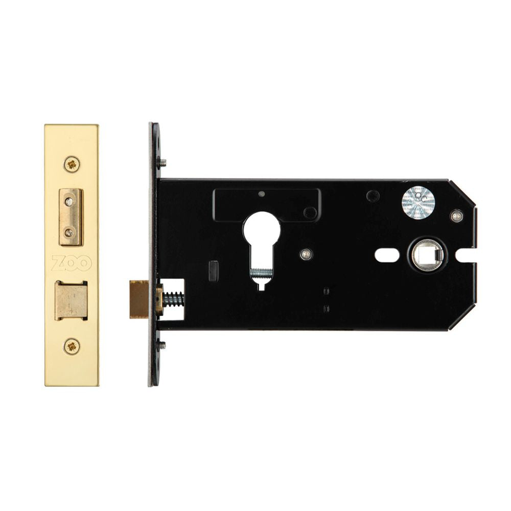 High quality image of the Zoo Hardware - Horizontal Lock - 152mm Euro Profile - PVD Brass | Sku. zukh152eppvd | available to order from Trade Door Handles.