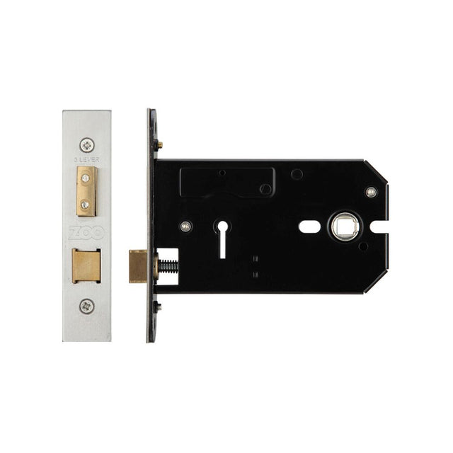 High quality image of the Zoo Hardware - 3 Lever Horizontal Lock - 127mm - Stain Stainless Steel | Sku. zukh3127ss | available to order from Trade Door Handles.