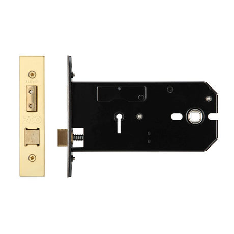 High quality image of the Zoo Hardware - 3 Lever Horizontal Lock - 152mm - PVD Brass | Sku. zukh3152pvd | available to order from Trade Door Handles.