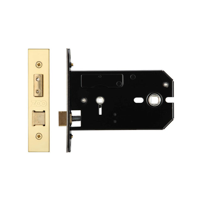 High quality image of the Zoo Hardware - Horizontal Lock - 127mm - Bathroom Version - PVD Brass | Sku. zukhb127pvd | available to order from Trade Door Handles.