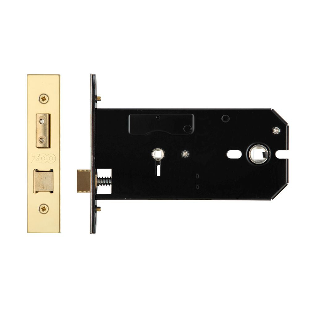 High quality image of the Zoo Hardware - Horizontal Lock - 152mm - Bathroom Version - PVD Brass | Sku. zukhb152pvd | available to order from Trade Door Handles.