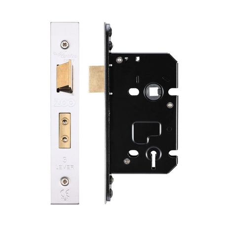 High quality image of the Zoo Hardware - 3 Lever Sash Lock - 64mm C/W Forend and Strike - Stain Stainless Steel | Sku. zuks364ss | available to order from Trade Door Handles.
