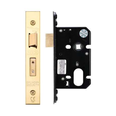 High quality image of the Zoo Hardware - Oval Profile Sash Lock - 64mm C/W Forend and Strike - PVD Brass | Sku. zuks64oppvd | available to order from Trade Door Handles.
