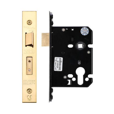 High quality image of the Zoo Hardware - Euro Profile Sash Lock - 76mm C/W Forend and Strike - PVD Brass | Sku. zuks76eppvd | available to order from Trade Door Handles.