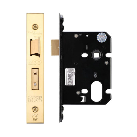 High quality image of the Zoo Hardware - Oval Profile Sash Lock - 76mm C/W Forend and Strike - PVD Brass | Sku. zuks76oppvd | available to order from Trade Door Handles.