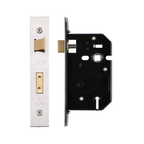 High quality image of the Zoo Hardware - 3 Lever Replacement SashLock - 64mm c/w Forend and Strike - Stain Stainless Steel | Sku. zurs364ss | available to order from Trade Door Handles.