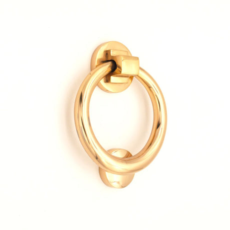 This is an image of Spira Brass - Ring Door Knocker 110mm Polished Brass   available to order from trade door handles, quick delivery and discounted prices.