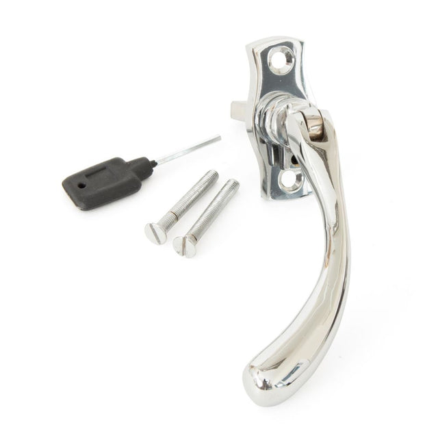 This is an image showing From The Anvil - Polished Chrome Peardrop Espag - LH available from trade door handles, quick delivery and discounted prices