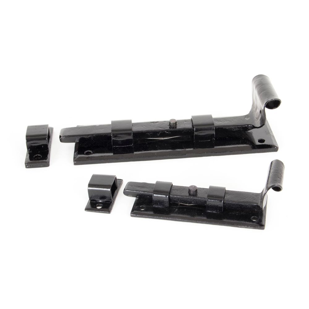 This is an image showing From The Anvil - Black 6" Straight Door Bolt available from trade door handles, quick delivery and discounted prices