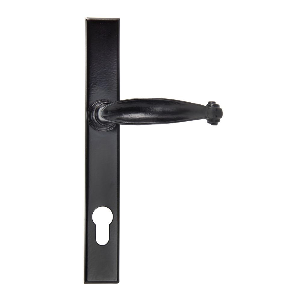 This is an image showing From The Anvil - Black Cottage Slimline Lever Espag. Lock Set available from trade door handles, quick delivery and discounted prices