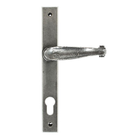 This is an image showing From The Anvil - Pewter Cottage Slimline Lever Espag. Lock Set available from trade door handles, quick delivery and discounted prices