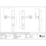 This is an image showing From The Anvil - Black Monkeytail Slimline Lever Espag. Lock Set - LH available from trade door handles, quick delivery and discounted prices