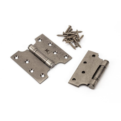 This is an image showing From The Anvil - Pewter 4" x 2" x 4" Parliament Hinge (pair) ss available from trade door handles, quick delivery and discounted prices