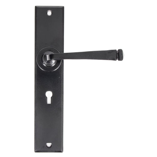 This is an image showing From The Anvil - Black Large Avon Lever Lock Set available from trade door handles, quick delivery and discounted prices