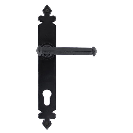 This is an image showing From The Anvil - Black Tudor Lever Espag. Lock Set available from trade door handles, quick delivery and discounted prices