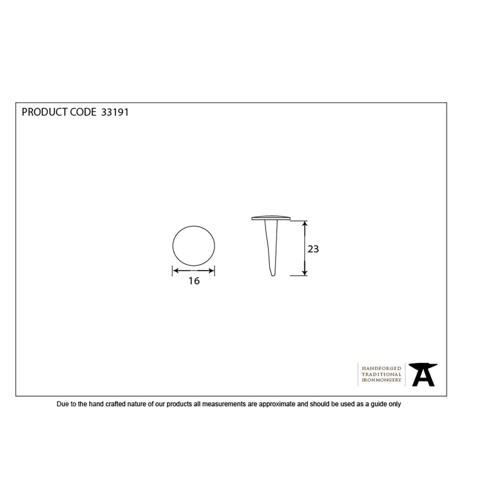 This is an image showing From The Anvil - Beeswax 1" Handmade Nail (16mm HD DIA) available from trade door handles, quick delivery and discounted prices