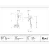 High quality image of From The Anvil - Beeswax Monkeytail Espag - LH | Sku. 33225 | Trade Door Handles, Kendal.