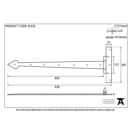 This is an image showing From The Anvil - Black 36" Barn Door T Hinge (pair) available from trade door handles, quick delivery and discounted prices