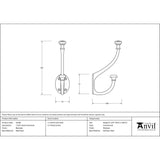 High quality image of From The Anvil - Beeswax 7 3/4" Hat & Coat Hook | Sku. 33248 | Trade Door Handles, Kendal.