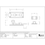 High quality image of From The Anvil - Beeswax 4" Straight Knob Bolt | Sku. 33262 | Trade Door Handles, Kendal.