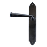 This is an image showing From The Anvil - Black Gothic Lever Latch Set available from trade door handles, quick delivery and discounted prices