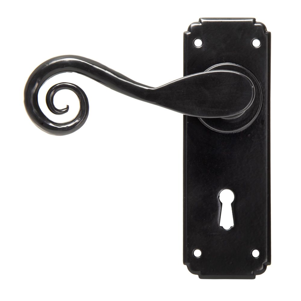 This is an image showing From The Anvil - Black Monkeytail Lever Lock Set available from trade door handles, quick delivery and discounted prices