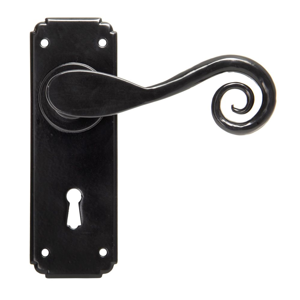 This is an image showing From The Anvil - Black Monkeytail Lever Lock Set available from trade door handles, quick delivery and discounted prices