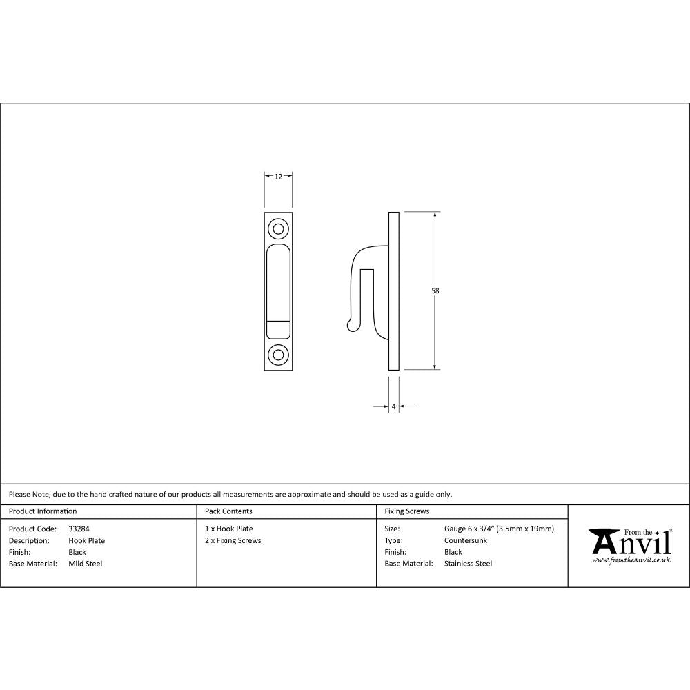 This is an image showing From The Anvil - Black Hook Plate available from trade door handles, quick delivery and discounted prices