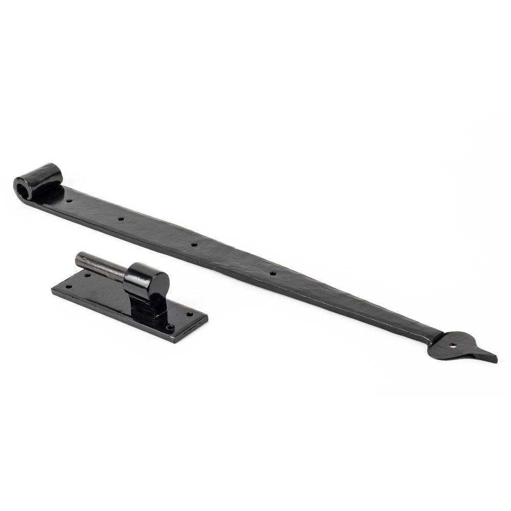 This is an image showing From The Anvil - Black 24" Hook & Band Hinge (pair) available from trade door handles, quick delivery and discounted prices