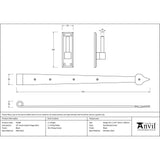 This is an image showing From The Anvil - Black 24" Hook & Band Hinge (pair) available from trade door handles, quick delivery and discounted prices