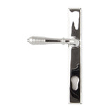 This is an image showing From The Anvil - Polished Chrome Reeded Slimline Lever Espag. Lock Set available from trade door handles, quick delivery and discounted prices