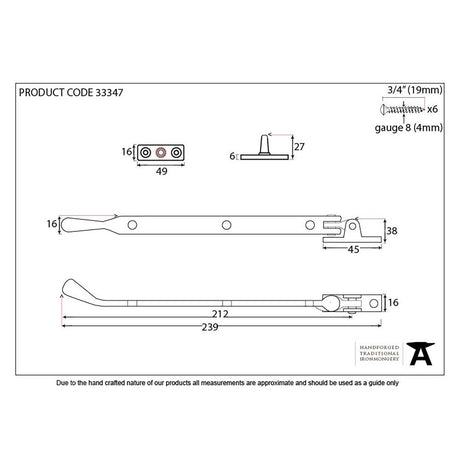 This is an image showing From The Anvil - Satin Chrome 8" Peardrop Stay available from trade door handles, quick delivery and discounted prices