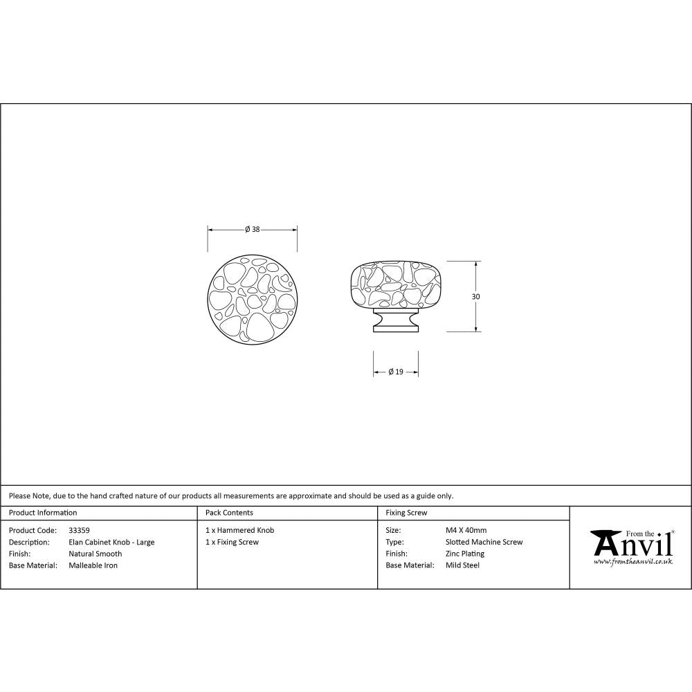 This is an image showing From The Anvil - Natural Smooth Elan Cabinet Knob - Large available from trade door handles, quick delivery and discounted prices