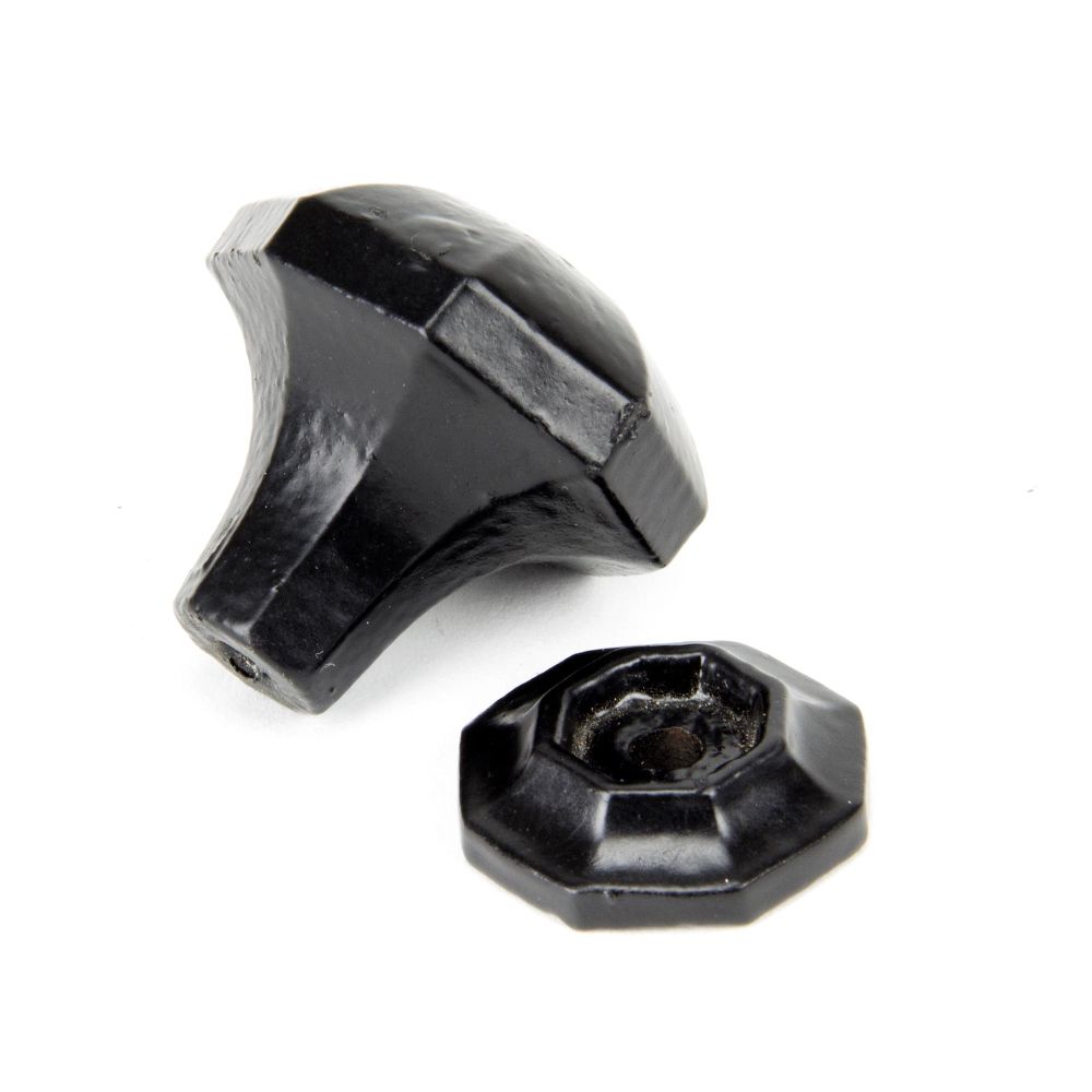 This is an image showing From The Anvil - Black Octagonal Cabinet Knob - Small available from trade door handles, quick delivery and discounted prices