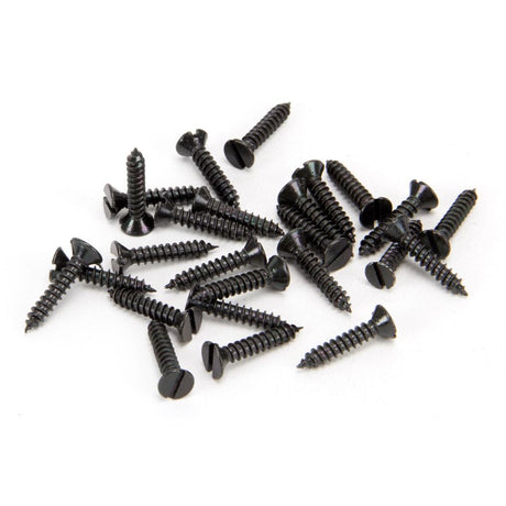 This is an image showing From The Anvil - Black 6 x 3/4" Countersunk Screws (25) available from trade door handles, quick delivery and discounted prices