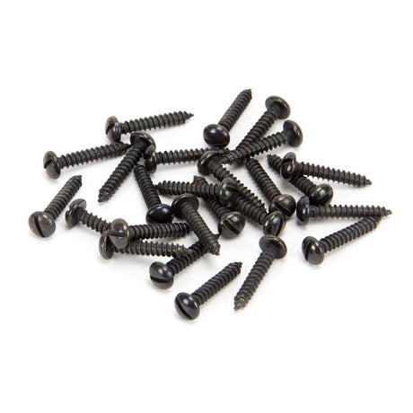 This is an image showing From The Anvil - Black 6 x 3/4" Round Head Screws (25) available from trade door handles, quick delivery and discounted prices