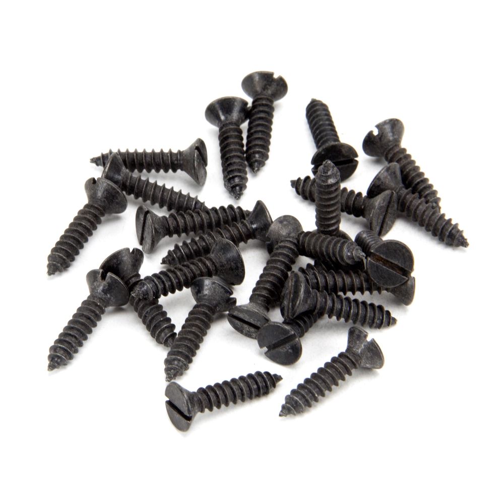 This is an image showing From The Anvil - Black 8 x 3/4" Countersunk Screws (25) available from trade door handles, quick delivery and discounted prices