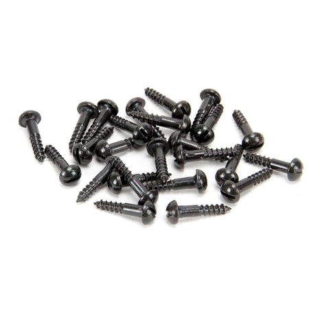 This is an image showing From The Anvil - Black 8 x 3/4" Round Head Screws (25) available from trade door handles, quick delivery and discounted prices