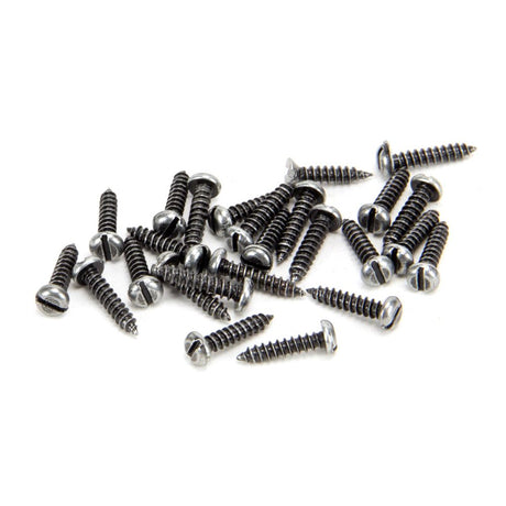 This is an image showing From The Anvil - Pewter 4 x 1/2" Round Head Screws (25) available from trade door handles, quick delivery and discounted prices