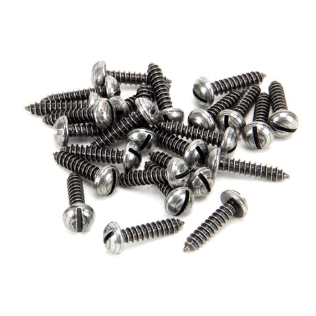 This is an image showing From The Anvil - Pewter 8 x 3/4" Round Head Screws (25) available from trade door handles, quick delivery and discounted prices