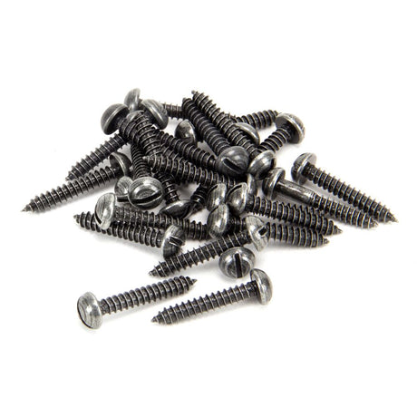 This is an image showing From The Anvil - Pewter 8 x 1" Round Head Screws (25) available from trade door handles, quick delivery and discounted prices