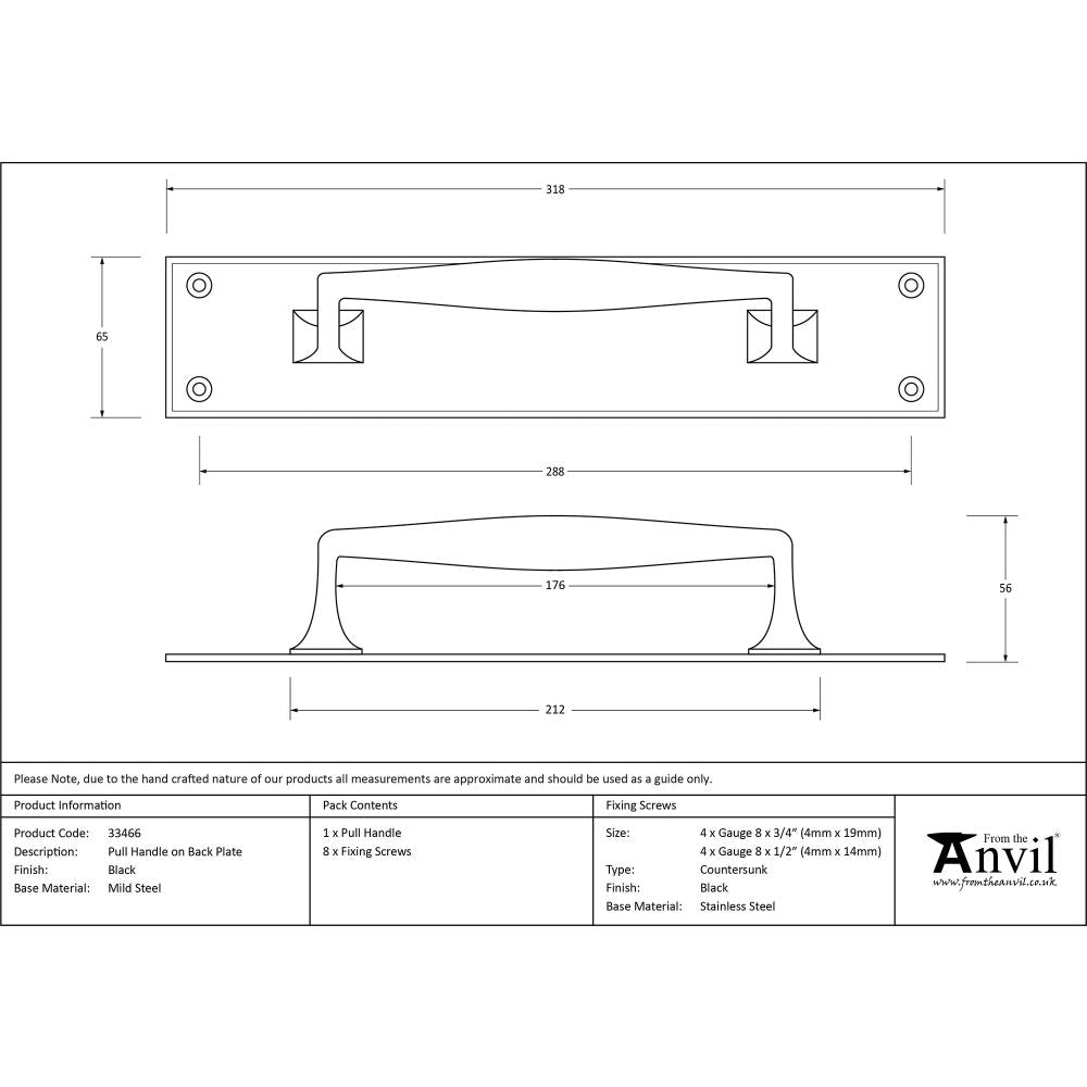 This is an image showing From The Anvil - Black Pull Handle on Backplate available from trade door handles, quick delivery and discounted prices