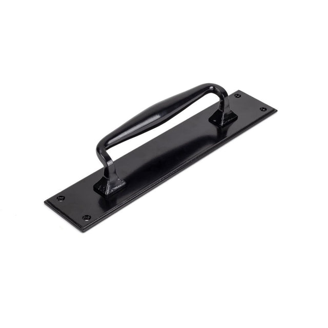 This is an image showing From The Anvil - Black Pull Handle on Backplate available from trade door handles, quick delivery and discounted prices