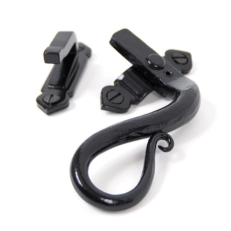 This is an image showing From The Anvil - Black Locking Shepherd's Crook Fastener - RH available from trade door handles, quick delivery and discounted prices