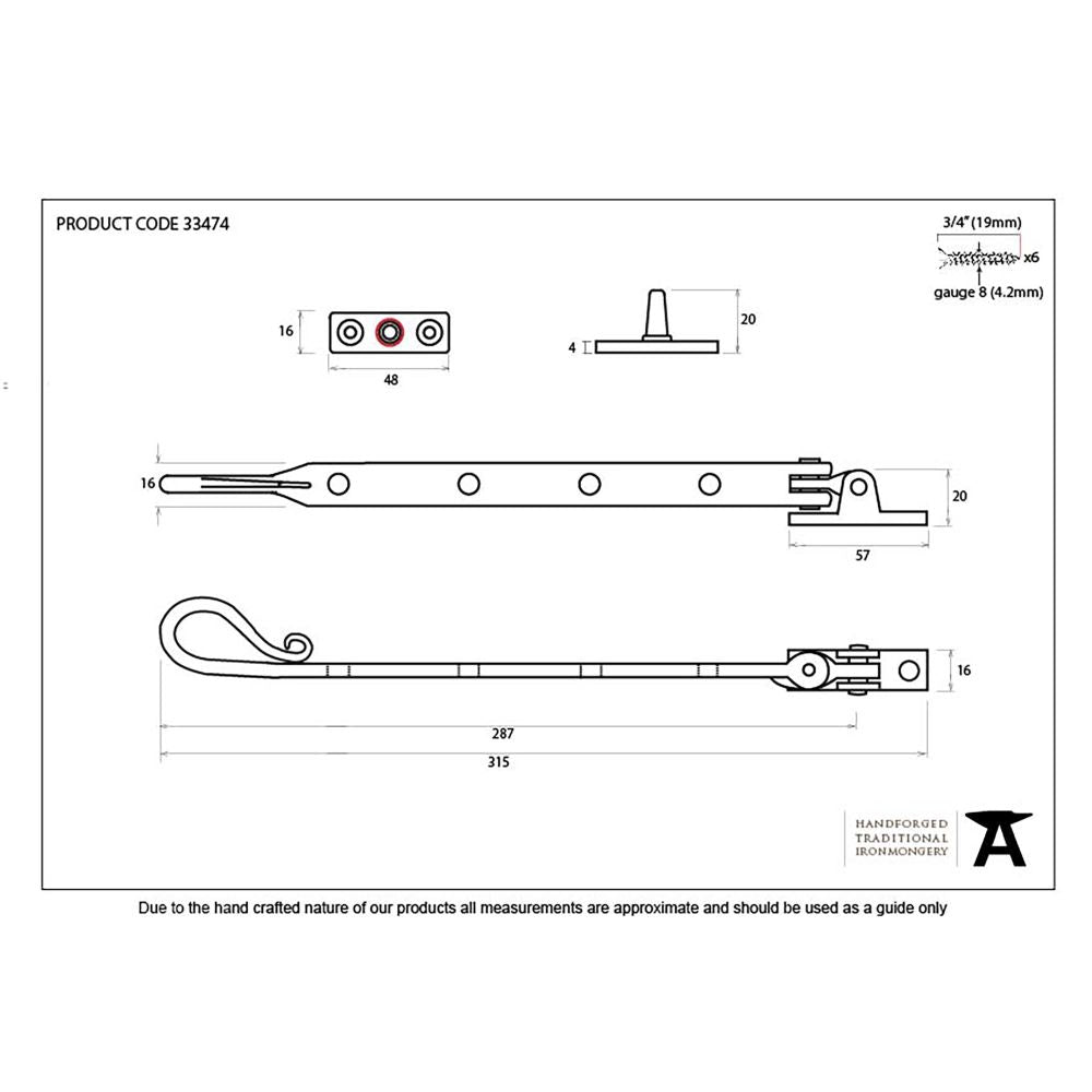 This is an image showing From The Anvil - Beeswax 10" Shepherd's Crook Stay available from trade door handles, quick delivery and discounted prices