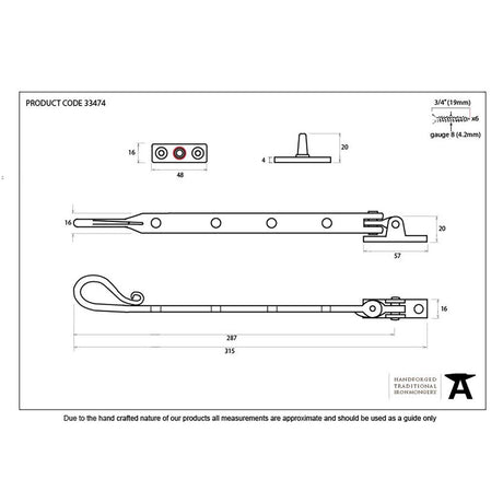 This is an image showing From The Anvil - Beeswax 10" Shepherd's Crook Stay available from trade door handles, quick delivery and discounted prices