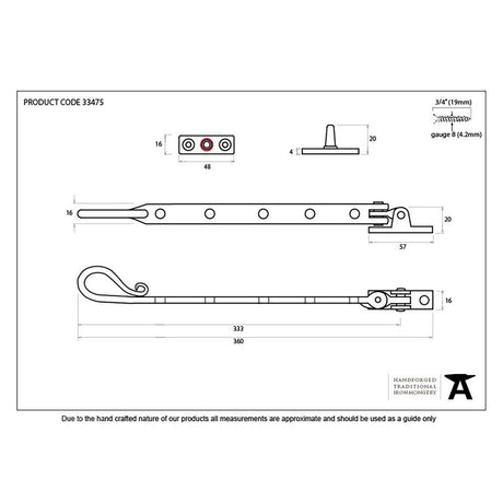 This is an image showing From The Anvil - Beeswax 12" Shepherd's Crook Stay available from trade door handles, quick delivery and discounted prices