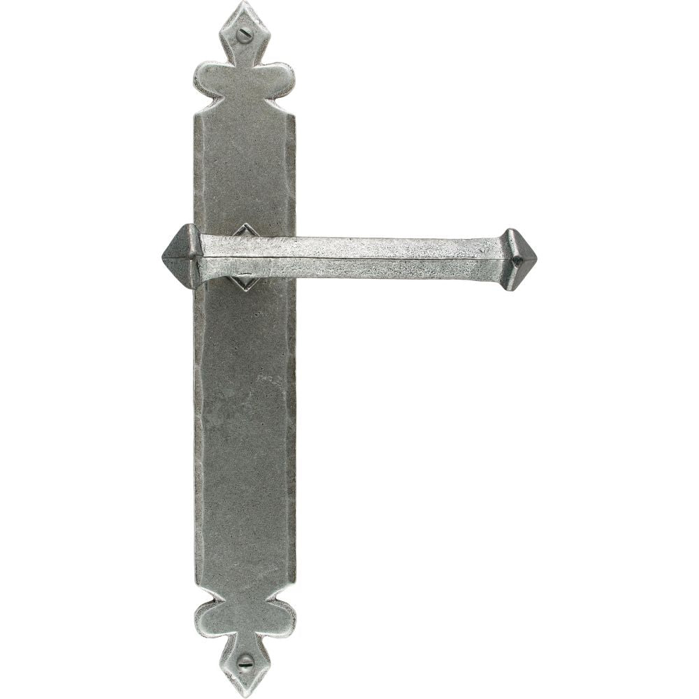 This is an image showing From The Anvil - Pewter Tudor Lever Latch Set available from trade door handles, quick delivery and discounted prices