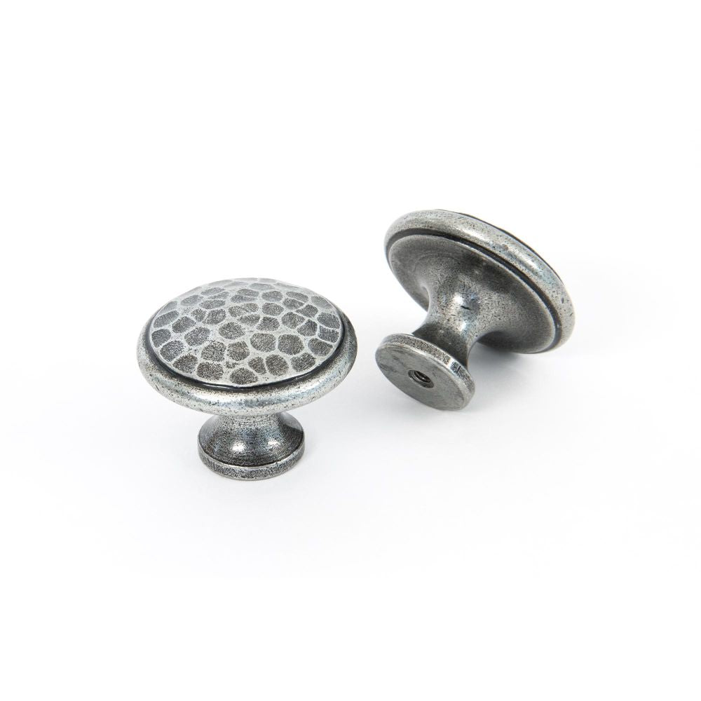 This is an image showing From The Anvil - Pewter Hammered Cabinet Knob - Large available from trade door handles, quick delivery and discounted prices